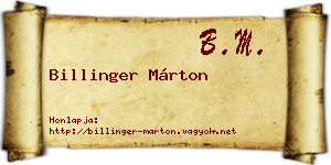 Billinger Márton névjegykártya